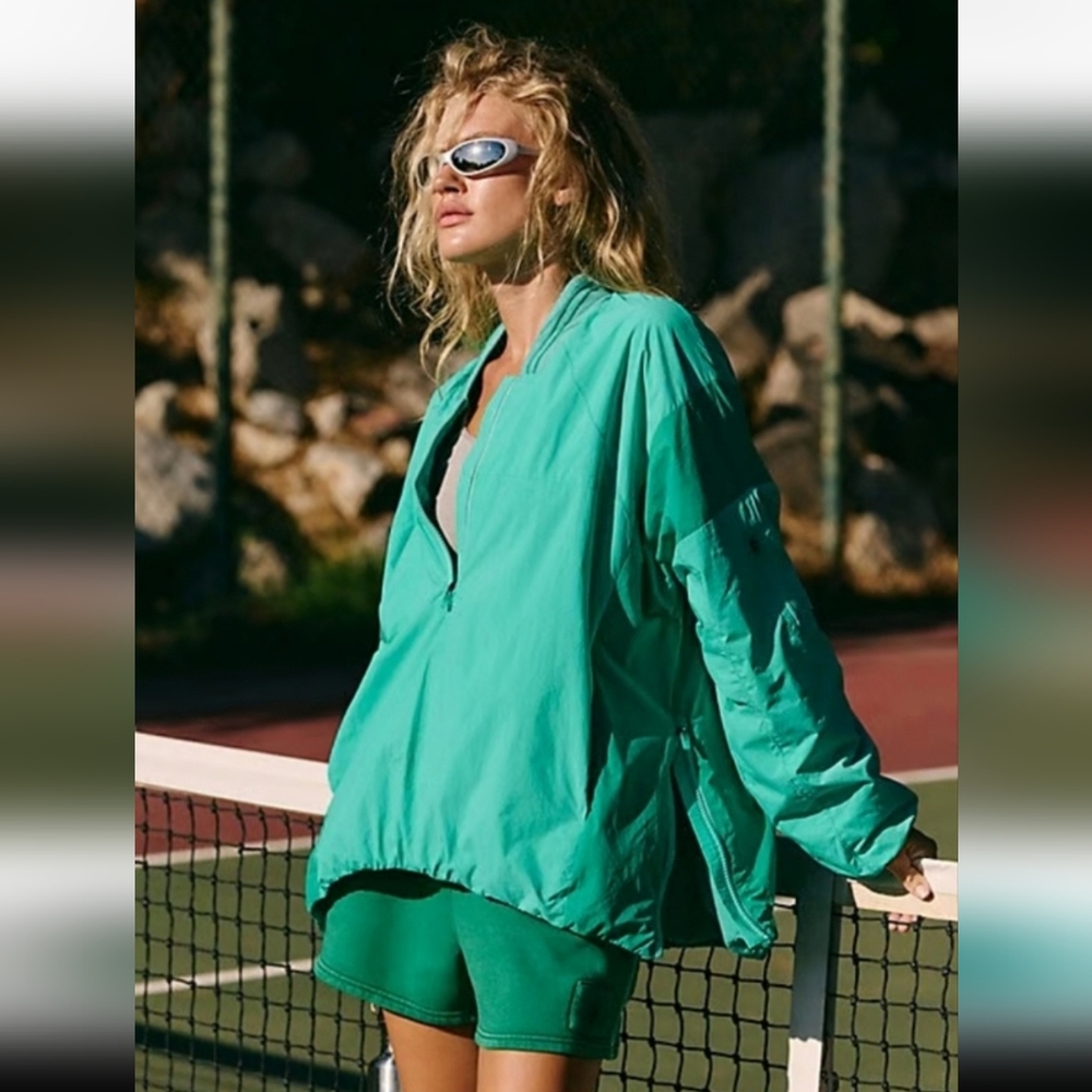 Free People Movement Match-Up Green Pullover Windbreaker Jacket